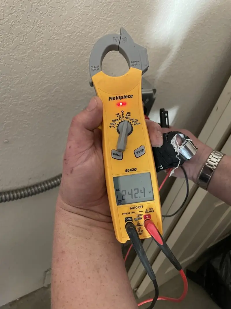 Voltage testing with clamp meter during Electrical Installation Services in Calabasas